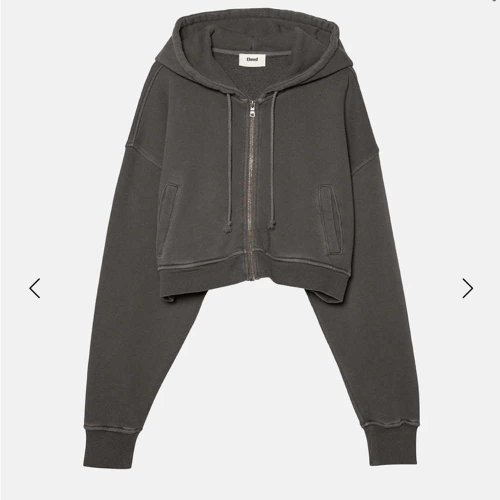 Elwood Babydoll Crop Zip Hoodie Vintage Grey